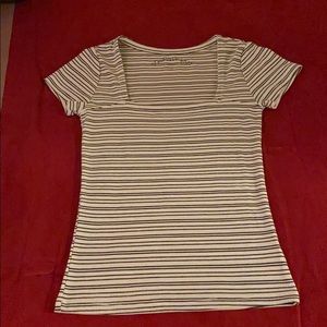 Black and white striped fitted t shirt